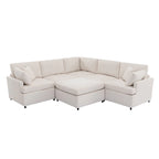 100,4 geräumiges U-förmiges 6-Sitzer-Ecksofa mit abnehmbaren Ottomanen und Kissen, flexible Konfiguration