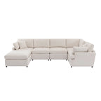100,4 geräumiges U-förmiges 6-Sitzer-Ecksofa mit abnehmbaren Ottomanen und Kissen, flexible Konfiguration