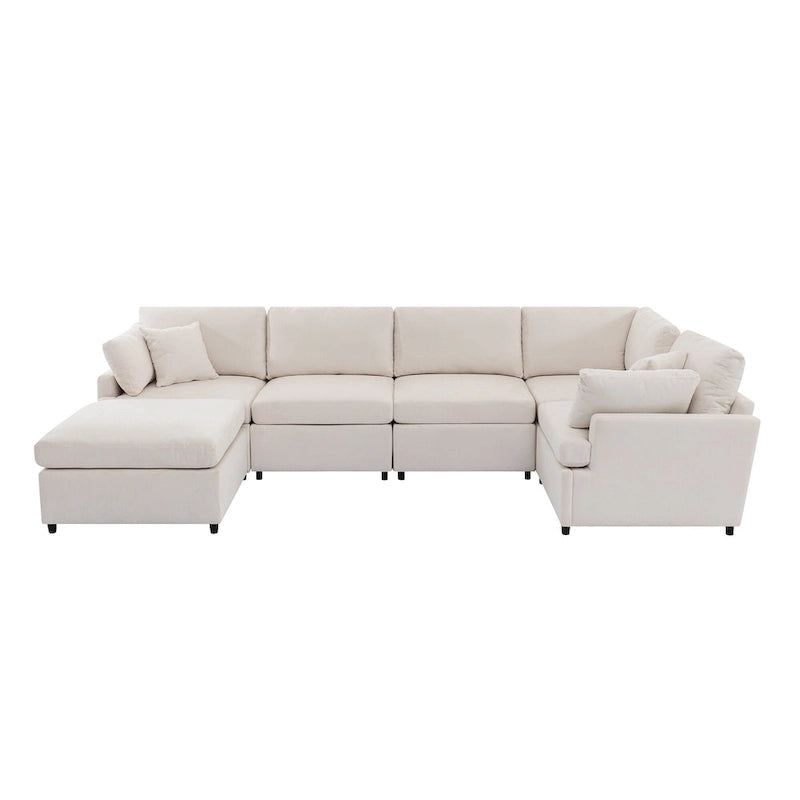100,4 geräumiges U-förmiges 6-Sitzer-Ecksofa mit abnehmbaren Ottomanen und Kissen, flexible Konfiguration