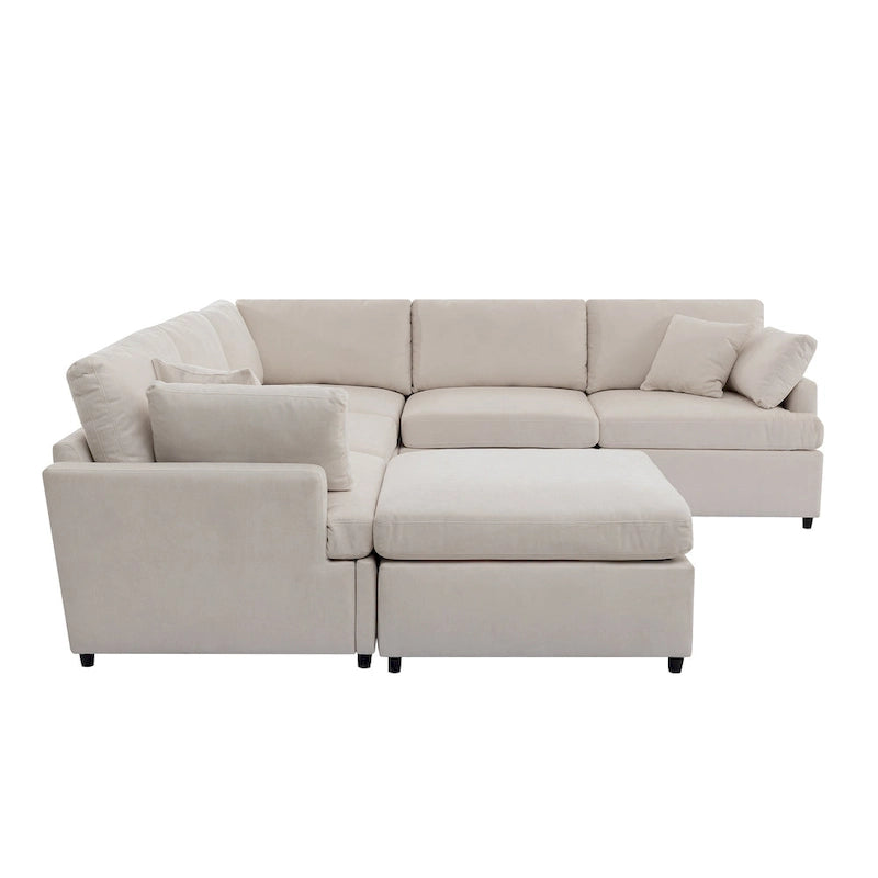 100,4 geräumiges U-förmiges 6-Sitzer-Ecksofa mit abnehmbaren Ottomanen und Kissen, flexible Konfiguration