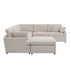 100,4 geräumiges U-förmiges 6-Sitzer-Ecksofa mit abnehmbaren Ottomanen und Kissen, flexible Konfiguration