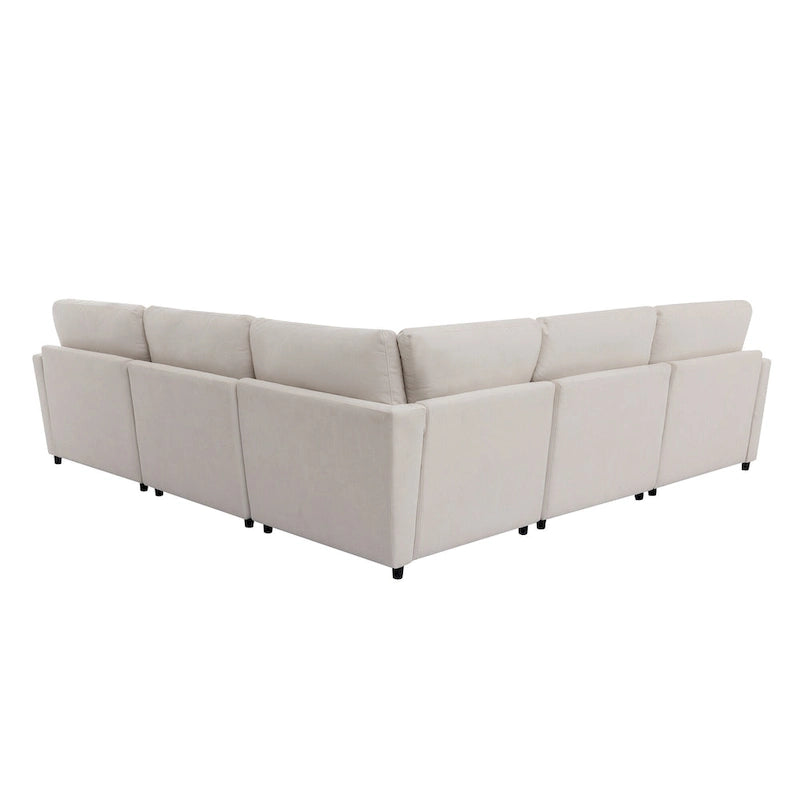 100,4 geräumiges U-förmiges 6-Sitzer-Ecksofa mit abnehmbaren Ottomanen und Kissen, flexible Konfiguration