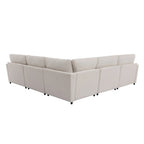 100,4 geräumiges U-förmiges 6-Sitzer-Ecksofa mit abnehmbaren Ottomanen und Kissen, flexible Konfiguration