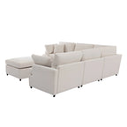 100,4 geräumiges U-förmiges 6-Sitzer-Ecksofa mit abnehmbaren Ottomanen und Kissen, flexible Konfiguration