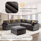 100,4 geräumiges U-förmiges 6-Sitzer-Ecksofa mit abnehmbaren Ottomanen und Kissen, flexible Konfiguration