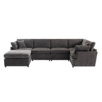100,4 geräumiges U-förmiges 6-Sitzer-Ecksofa mit abnehmbaren Ottomanen und Kissen, flexible Konfiguration