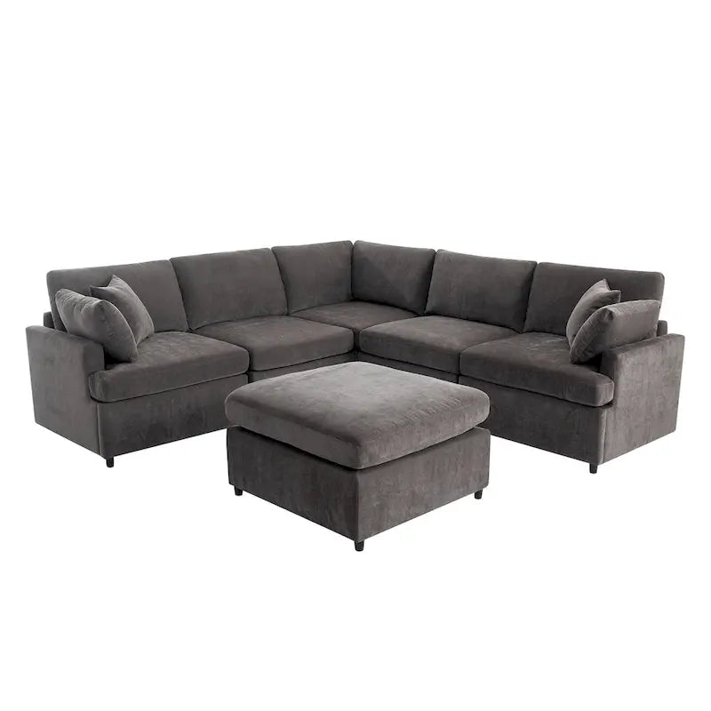100,4 geräumiges U-förmiges 6-Sitzer-Ecksofa mit abnehmbaren Ottomanen und Kissen, flexible Konfiguration