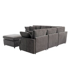 100,4 geräumiges U-förmiges 6-Sitzer-Ecksofa mit abnehmbaren Ottomanen und Kissen, flexible Konfiguration
