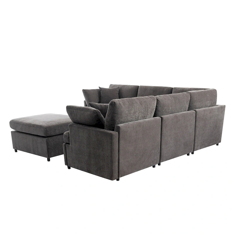 100,4 geräumiges U-förmiges 6-Sitzer-Ecksofa mit abnehmbaren Ottomanen und Kissen, flexible Konfiguration