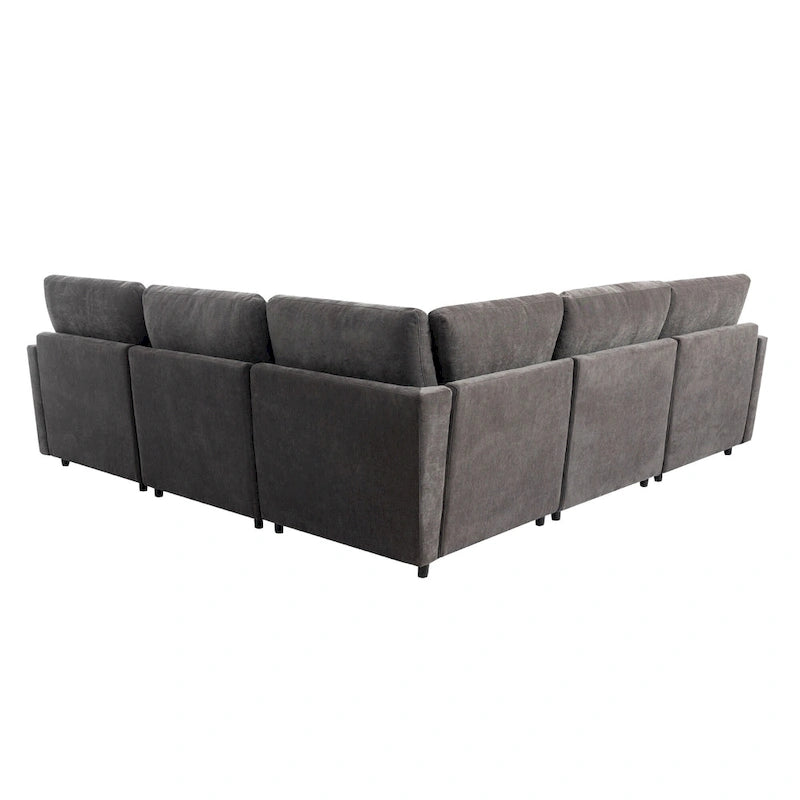 100,4 geräumiges U-förmiges 6-Sitzer-Ecksofa mit abnehmbaren Ottomanen und Kissen, flexible Konfiguration