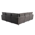 100,4 geräumiges U-förmiges 6-Sitzer-Ecksofa mit abnehmbaren Ottomanen und Kissen, flexible Konfiguration