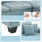 Blaues 100er L-förmiges, umbaubares 4-Sitzer-Ecksofa mit abnehmbarem Ottoman und passenden Kissen, ideal für das Wohnzimmer