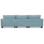 Blaues 100er L-förmiges, umbaubares 4-Sitzer-Ecksofa mit abnehmbarem Ottoman und passenden Kissen, ideal für das Wohnzimmer