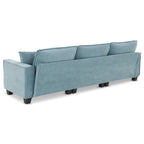 Blaues 100er L-förmiges, umbaubares 4-Sitzer-Ecksofa mit abnehmbarem Ottoman und passenden Kissen, ideal für das Wohnzimmer
