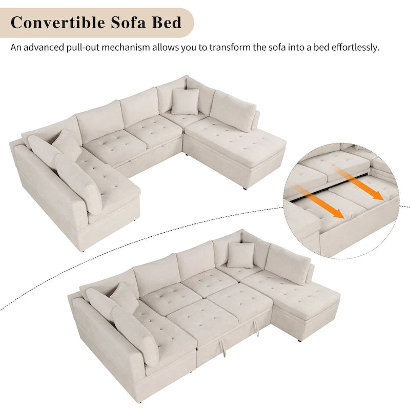 Beiges 117 U-förmiges, extragroßes 6-Sitzer-Sofa
