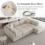 Beiges 117 U-förmiges, extragroßes 6-Sitzer-Sofa