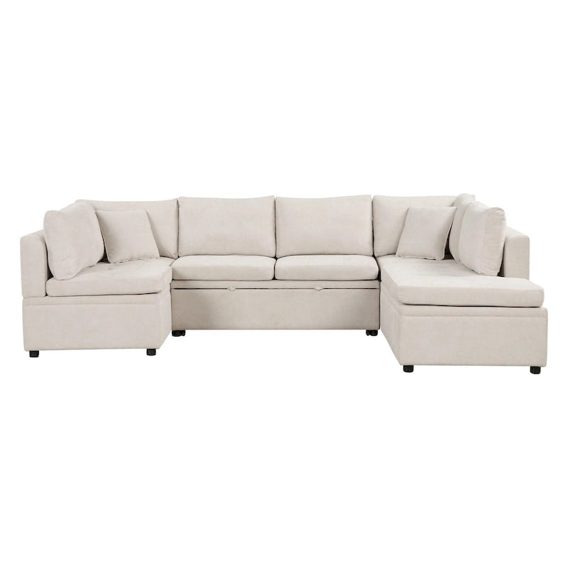 Beiges 117 U-förmiges, extragroßes 6-Sitzer-Sofa