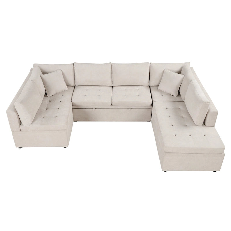 Beiges 117 U-förmiges, extragroßes 6-Sitzer-Sofa