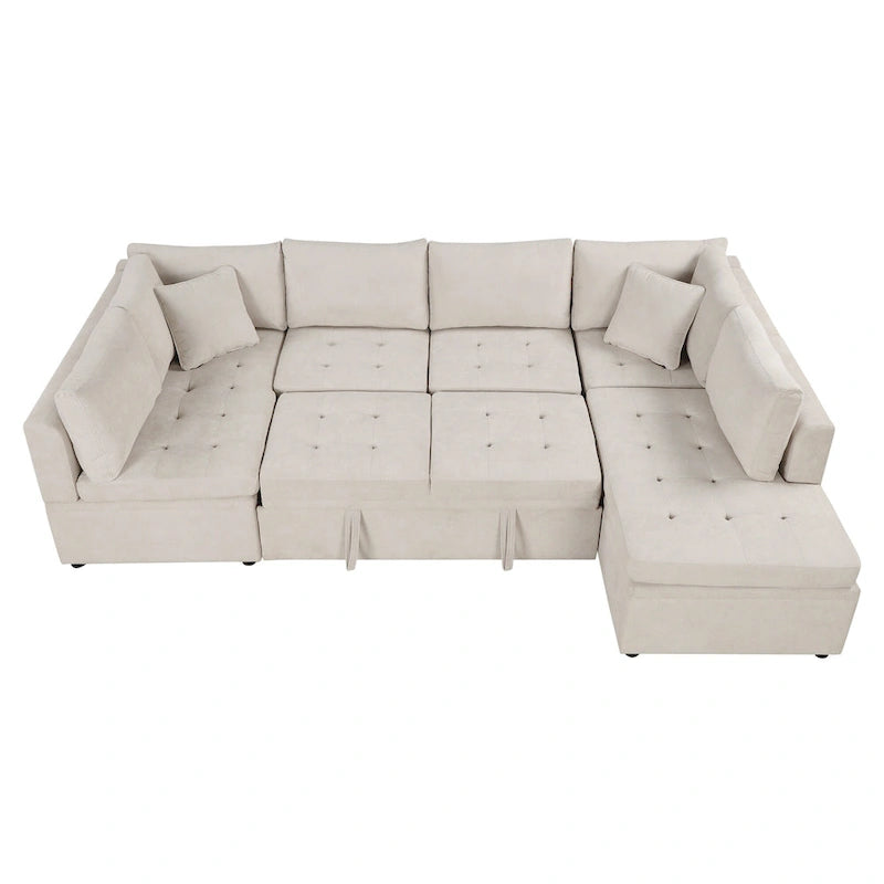 Beiges 117 U-förmiges, extragroßes 6-Sitzer-Sofa