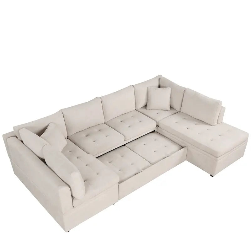 Beiges 117 U-förmiges, extragroßes 6-Sitzer-Sofa