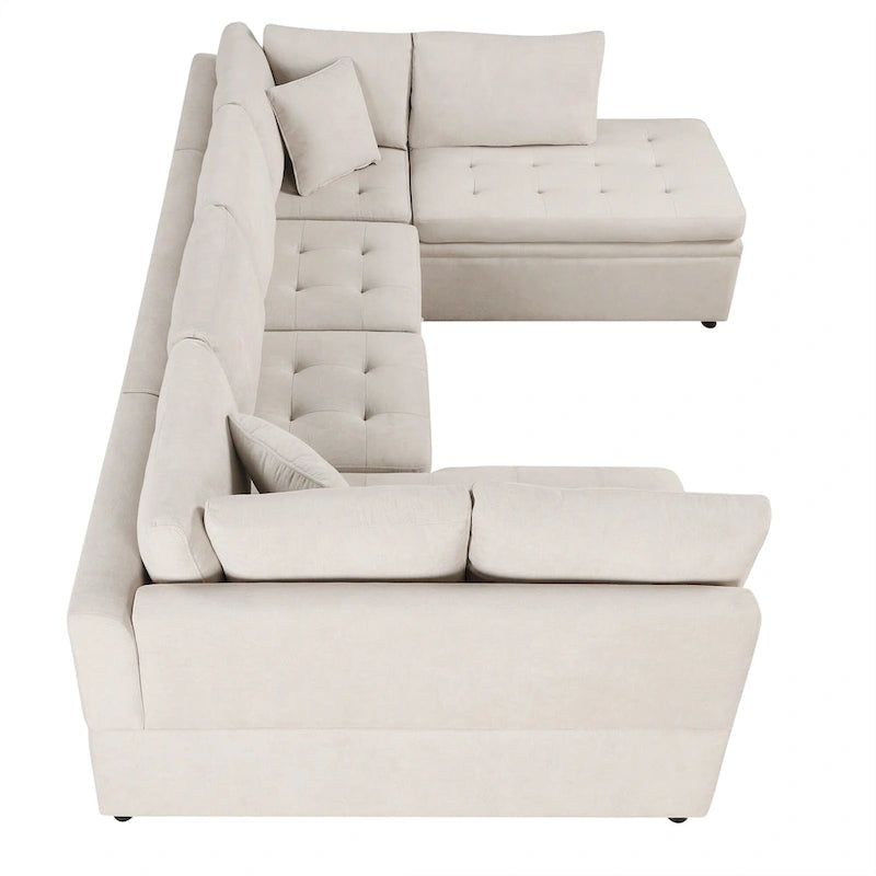 Beiges 117 U-förmiges, extragroßes 6-Sitzer-Sofa