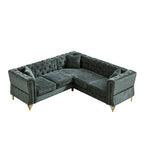 Grünes 81.5 Chenille L-förmiges 5-Sitzer Sofa