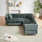 Grünes 81.5 Chenille L-förmiges 5-Sitzer Sofa