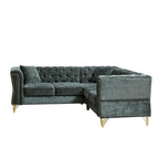 Grünes 81.5 Chenille L-förmiges 5-Sitzer Sofa