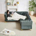 Grünes 81.5 Chenille L-förmiges 5-Sitzer Sofa
