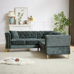 Grünes 81.5 Chenille L-förmiges 5-Sitzer Sofa