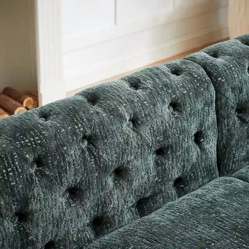 Grünes 81.5 Chenille L-förmiges 5-Sitzer Sofa