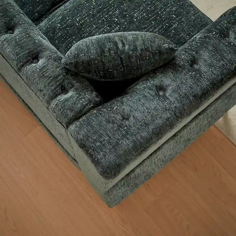Grünes 81.5 Chenille L-förmiges 5-Sitzer Sofa