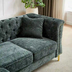 Grünes 81.5 Chenille L-förmiges 5-Sitzer Sofa