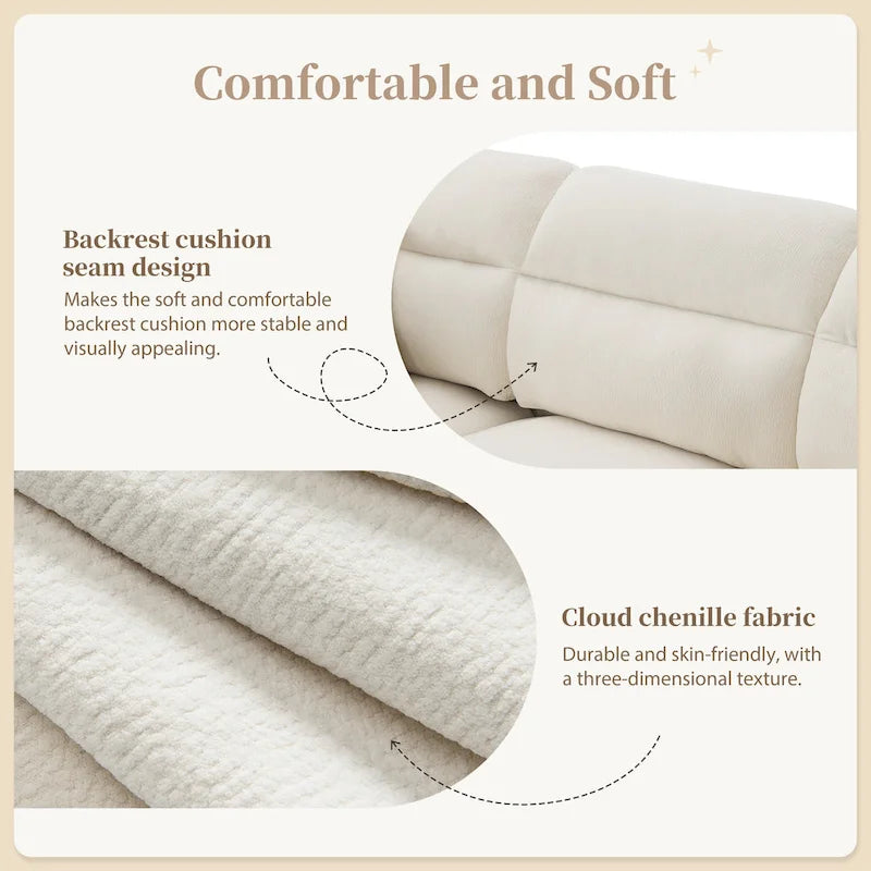 110 Ecksofa mit 5 Sitzen und abnehmbarem Ottoman, Bezug aus Cloud-Chenille und 5 Kissen