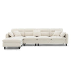 110 Ecksofa mit 5 Sitzen und abnehmbarem Ottoman, Bezug aus Cloud-Chenille und 5 Kissen