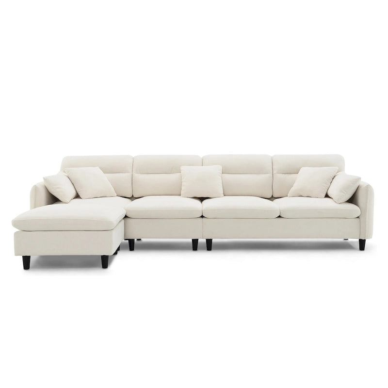 110 Ecksofa mit 5 Sitzen und abnehmbarem Ottoman, Bezug aus Cloud-Chenille und 5 Kissen