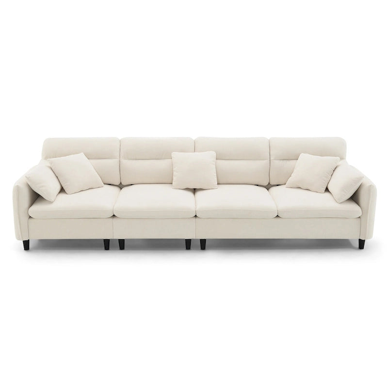 110 Ecksofa mit 5 Sitzen und abnehmbarem Ottoman, Bezug aus Cloud-Chenille und 5 Kissen