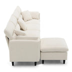 110 Ecksofa mit 5 Sitzen und abnehmbarem Ottoman, Bezug aus Cloud-Chenille und 5 Kissen