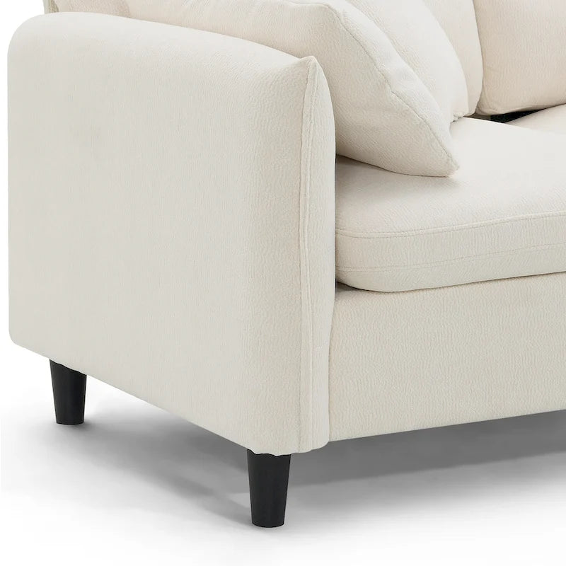 110 Ecksofa mit 5 Sitzen und abnehmbarem Ottoman, Bezug aus Cloud-Chenille und 5 Kissen