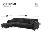110 Ecksofa mit 5 Sitzen und abnehmbarem Ottoman, Bezug aus Cloud-Chenille und 5 Kissen