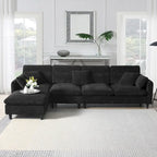 110 Ecksofa mit 5 Sitzen und abnehmbarem Ottoman, Bezug aus Cloud-Chenille und 5 Kissen