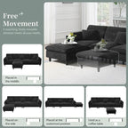 110 Ecksofa mit 5 Sitzen und abnehmbarem Ottoman, Bezug aus Cloud-Chenille und 5 Kissen