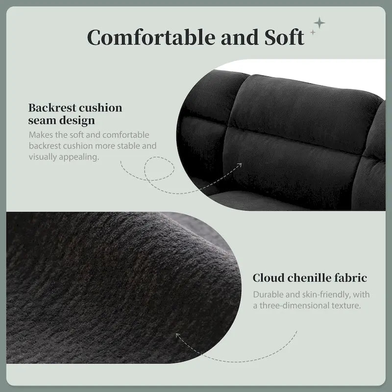 110 Ecksofa mit 5 Sitzen und abnehmbarem Ottoman, Bezug aus Cloud-Chenille und 5 Kissen