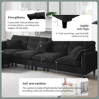 110 Ecksofa mit 5 Sitzen und abnehmbarem Ottoman, Bezug aus Cloud-Chenille und 5 Kissen