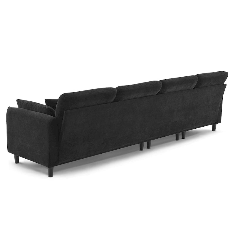 110 Ecksofa mit 5 Sitzen und abnehmbarem Ottoman, Bezug aus Cloud-Chenille und 5 Kissen
