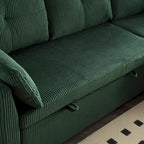 Grünes 81.1 L-förmiges modulares 3-Sitzer-Sofa mit umkehrbarer Recamiere und Stauraum, Plüsch-Samt-Schlafsofa für das Wohnzimmer