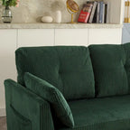 Grünes 81.1 L-förmiges modulares 3-Sitzer-Sofa mit umkehrbarer Recamiere und Stauraum, Plüsch-Samt-Schlafsofa für das Wohnzimmer