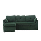 Grünes 81.1 L-förmiges modulares 3-Sitzer-Sofa mit umkehrbarer Recamiere und Stauraum, Plüsch-Samt-Schlafsofa für das Wohnzimmer