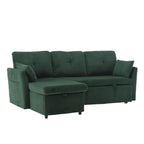 Grünes 81.1 L-förmiges modulares 3-Sitzer-Sofa mit umkehrbarer Recamiere und Stauraum, Plüsch-Samt-Schlafsofa für das Wohnzimmer
