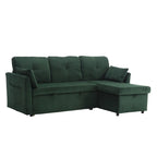 Grünes 81.1 L-förmiges modulares 3-Sitzer-Sofa mit umkehrbarer Recamiere und Stauraum, Plüsch-Samt-Schlafsofa für das Wohnzimmer